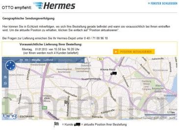 geographischen sendungsverfolgung des hermes 2-mann-handling|hermes port de sendung.